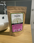 bhringraj leaf hair powder on the sink