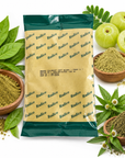 pack1 of facial hair dyeing powder within henna leaf, amla fruit and bringraj leaf