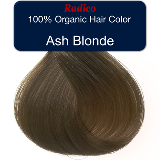 100% organic hair color. Ash blonde hair color sample.