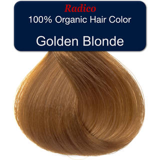 100% organic hair color. Golden blonde hair color sample.