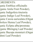 Organic Hair Color - Ingredients - Wheat Blonde - organic amla fruit powder - organic indigo leaf powder - organic colorless henna leaf powder - organic bhringraj leaf powder - organic brahmi leaf powder