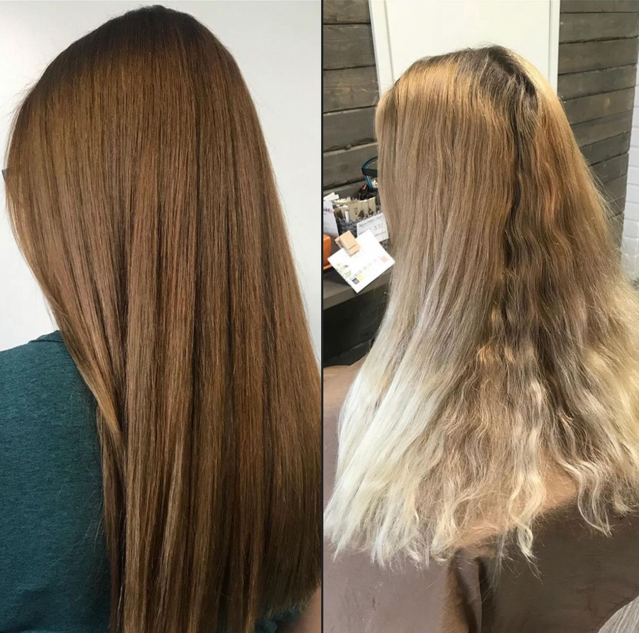 honey blonde before after