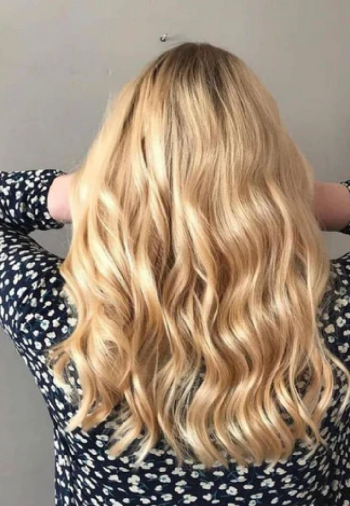 Champagne blonde hair color
