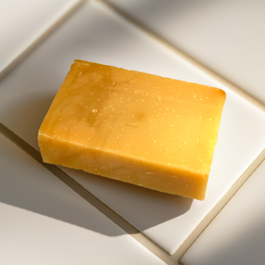 shampoo bar on white tile