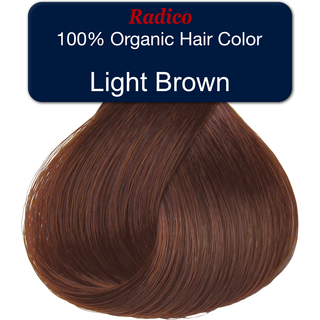 100% organic hair color. Light brown hair color sample.