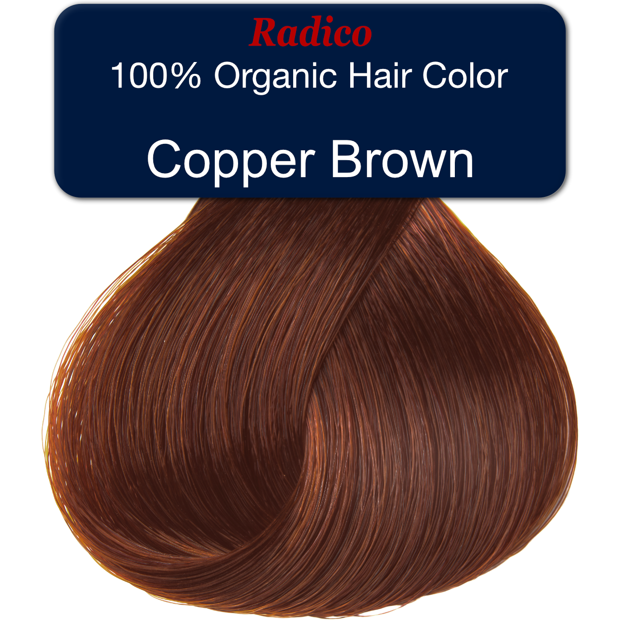 100% Organic hair color. Copper brown hair color sample.
