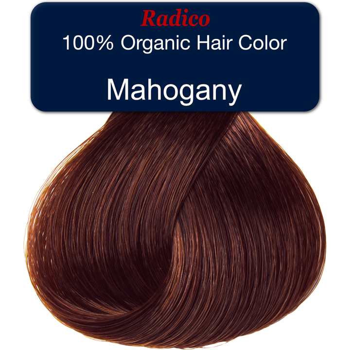 100% Organic Hair Color. Mahogany hair color sample.