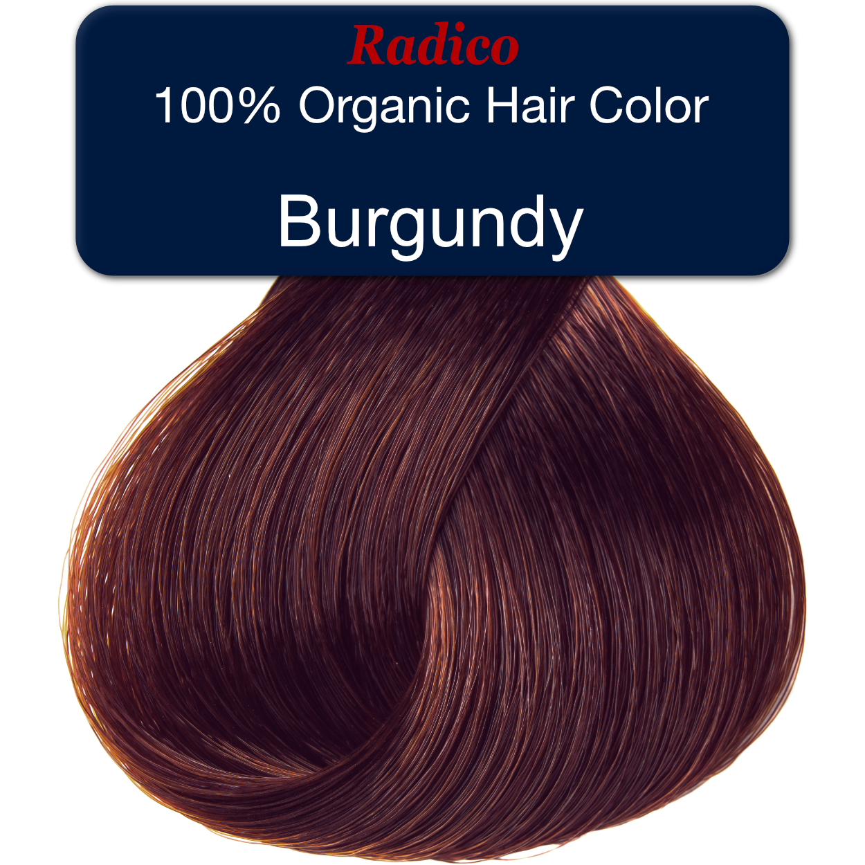 100% Organic hair color. Burgundy hair color sample.