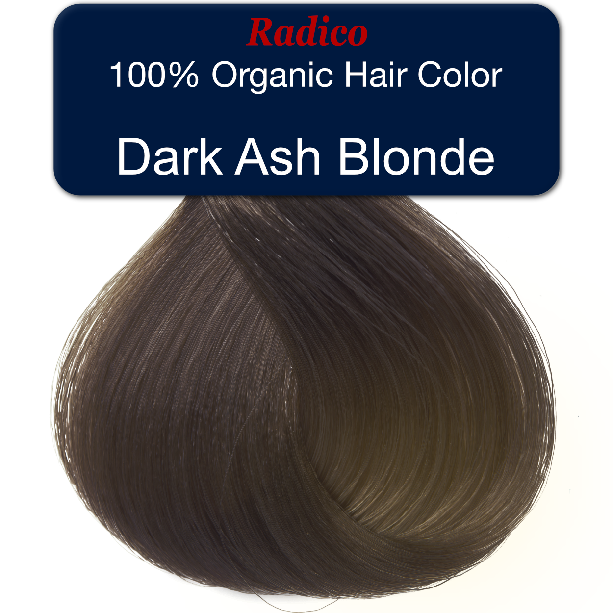 100% Organic hair color. Dark ash blonde hair color sample.