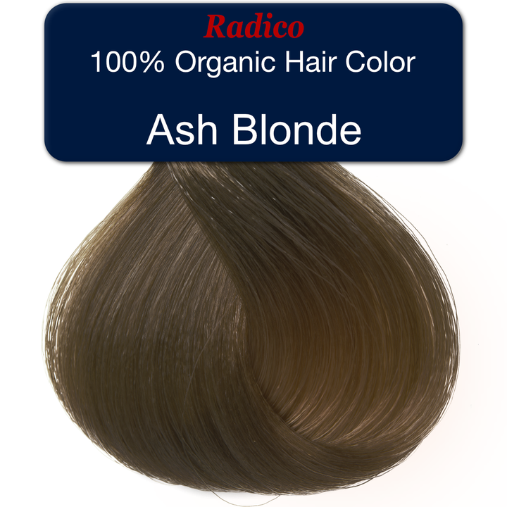 100% organic hair color. Ash blonde hair color sample.