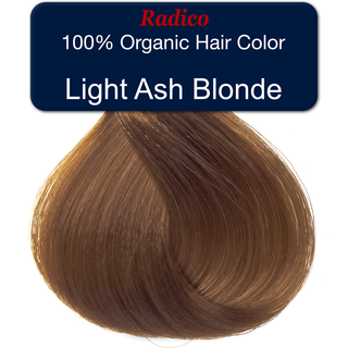 100% organic hair color. Light ash blonde hair color sample.