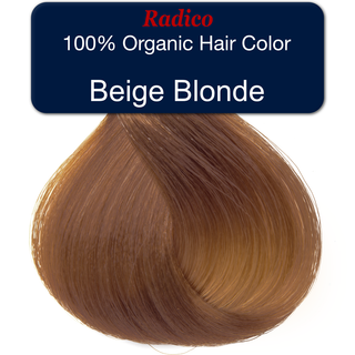 100% organic hair color. Beige blonde hair color sample.