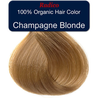 100% organic hair color. Champagne blonde hair color sample.