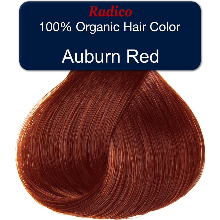 100% organic hair color. Auburn red hair color sample.
