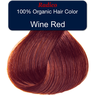100% organic hair color. Wine red hair color sample.