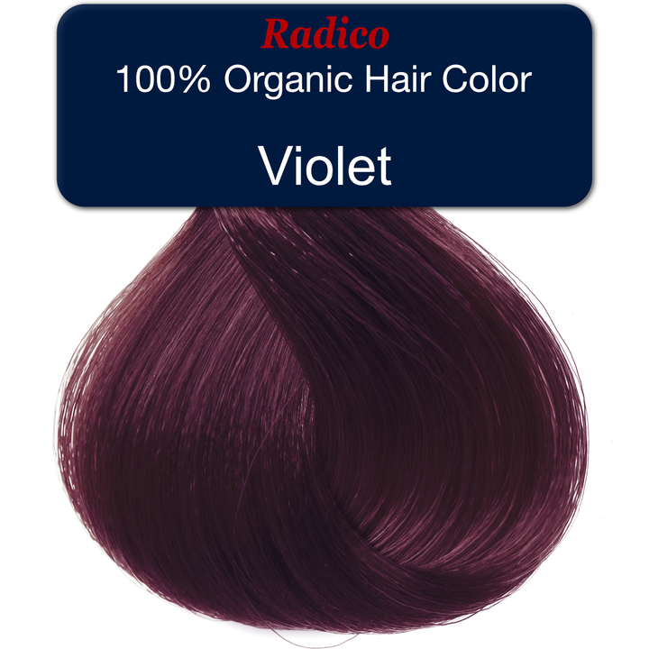 100% organic hair color. Violet hair color sample.