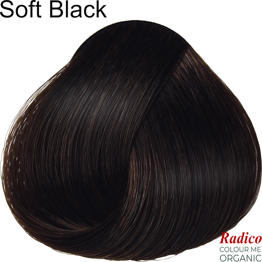 Soft Black Organic Hair Color. Hair Sample.